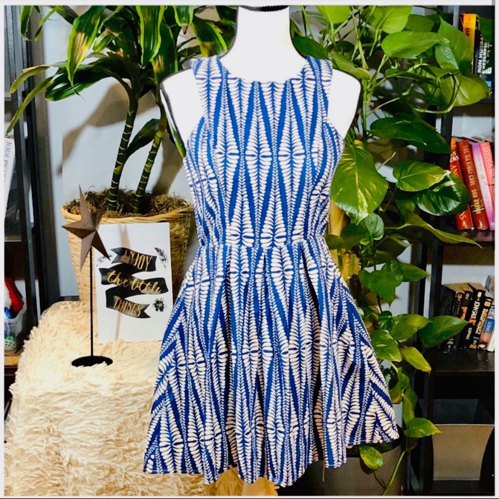 💙Francescas zip up blue and white flowy dress💙